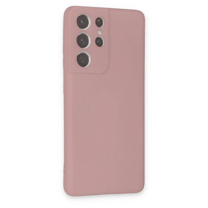 Mey İthalat®  Samsung Galaxy S21 Ultra Kılıf Nano içi Kadife Silikon - Pudra