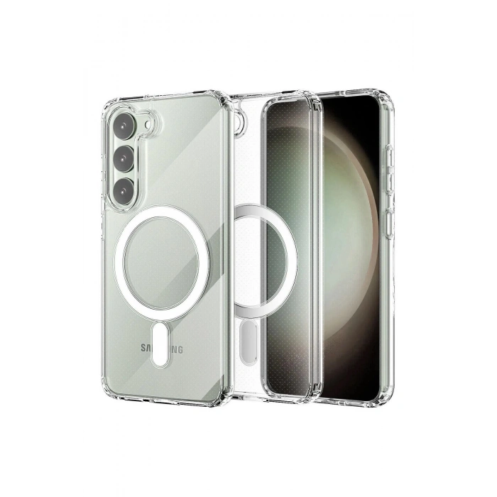 Durukar®  Samsung Galaxy S23 Kılıf Magneticsafe Şeffaf Silikon - Şeffaf