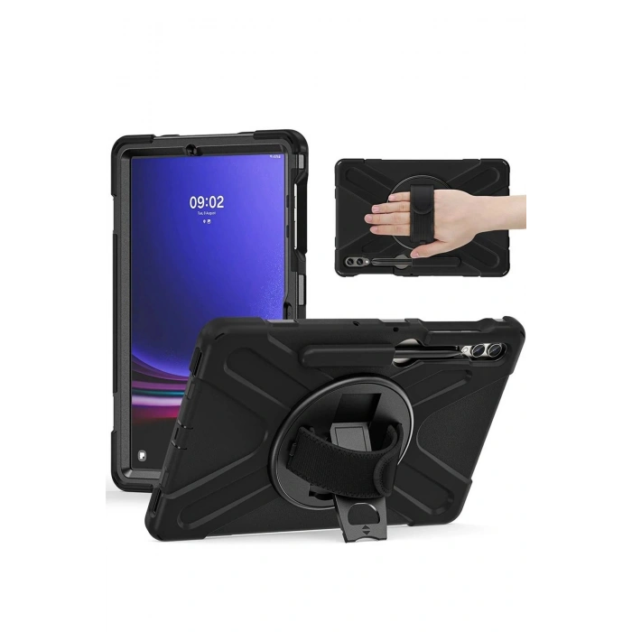Durukar®  Samsung Galaxy X610 Tab S9 FE Plus 12.4 Kılıf Amazing Tablet Kapak - Siyah