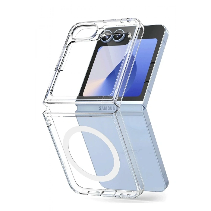 Durukar®  Samsung Galaxy Z Flip 6 Kılıf Magneticsafe Şeffaf Silikon - Şeffaf