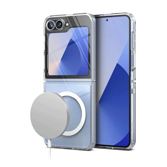 Durukar®  Samsung Galaxy Z Flip 6 Kılıf Magneticsafe Şeffaf Silikon - Şeffaf