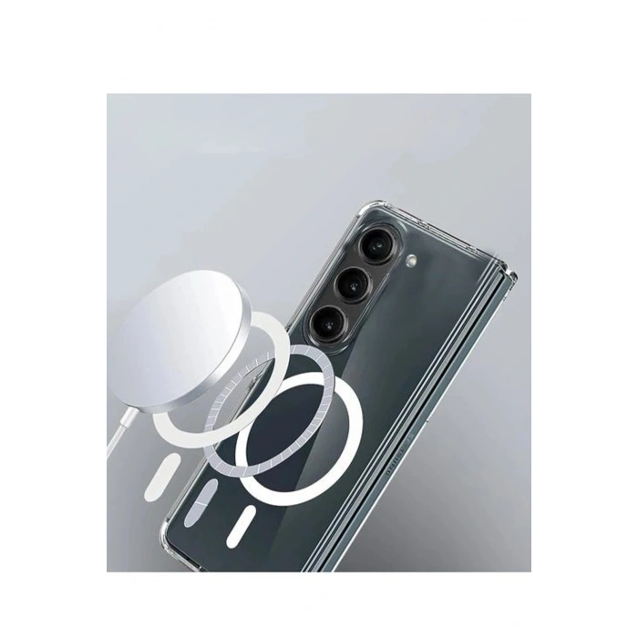 Durukar®  Samsung Galaxy Z Fold 6 Kılıf Magneticsafe Şeffaf Silikon - Şeffaf