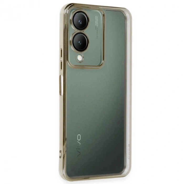 Mey İthalat®  Vivo Y17S Kılıf  Lensli Silikon - Gold