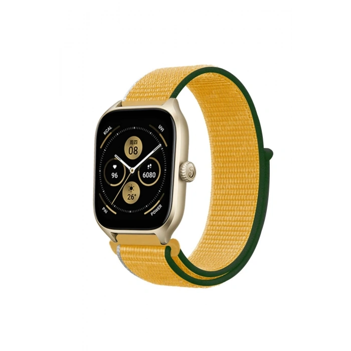 Durukar®  Watch 22mm Hasırlı Cırtcırtlı Kordon - Sarı