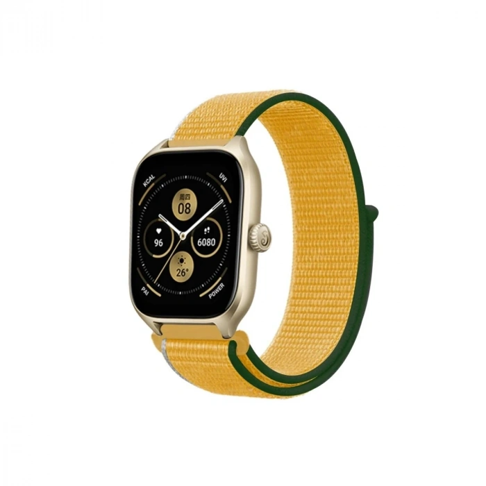 Durukar®  Watch 22mm Hasırlı Cırtcırtlı Kordon - Sarı