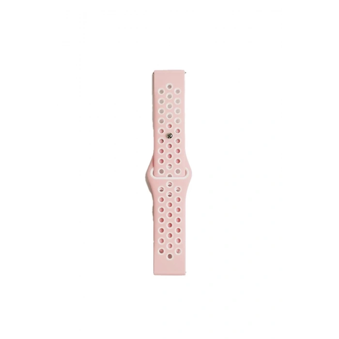 Durukar®  Watch 22mm Spor Delikli Kordon - Pembe-Beyaz
