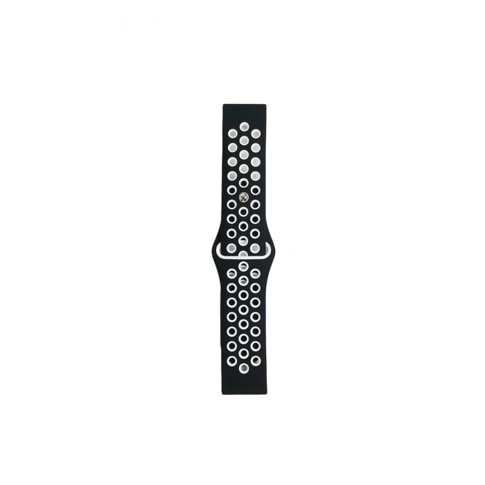 Durukar®  Watch 22mm Spor Delikli Kordon - Siyah-Beyaz