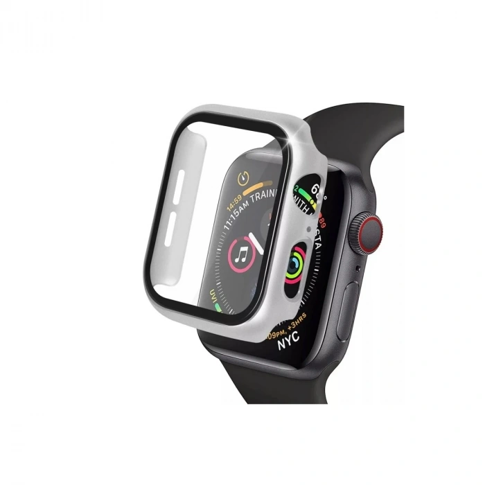Mey İthalat®   Watch 40mm Camlı Kasa Ekran Koruyucu - Gümüş