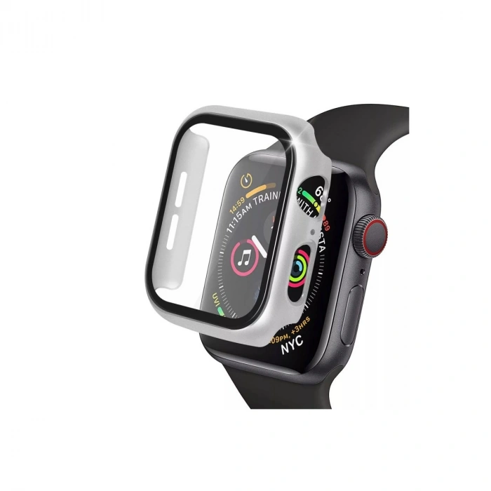 Mey İthalat®   Watch 40mm Camlı Kasa Ekran Koruyucu - Gümüş