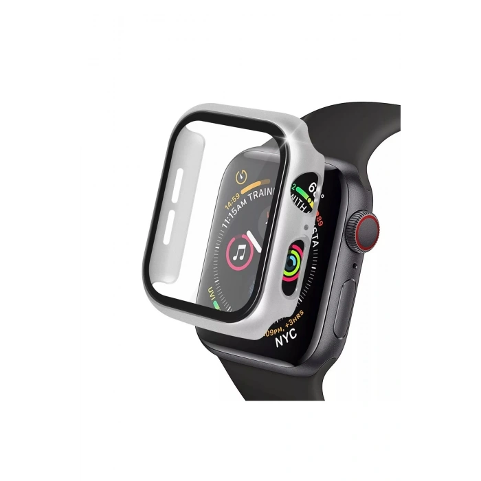 Mey İthalat®   Watch 41mm Camlı Kasa Ekran Koruyucu - Gümüş