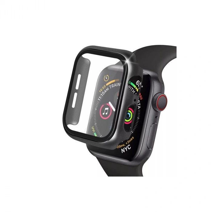 Mey İthalat®   Watch 41mm Camlı Kasa Ekran Koruyucu - Siyah