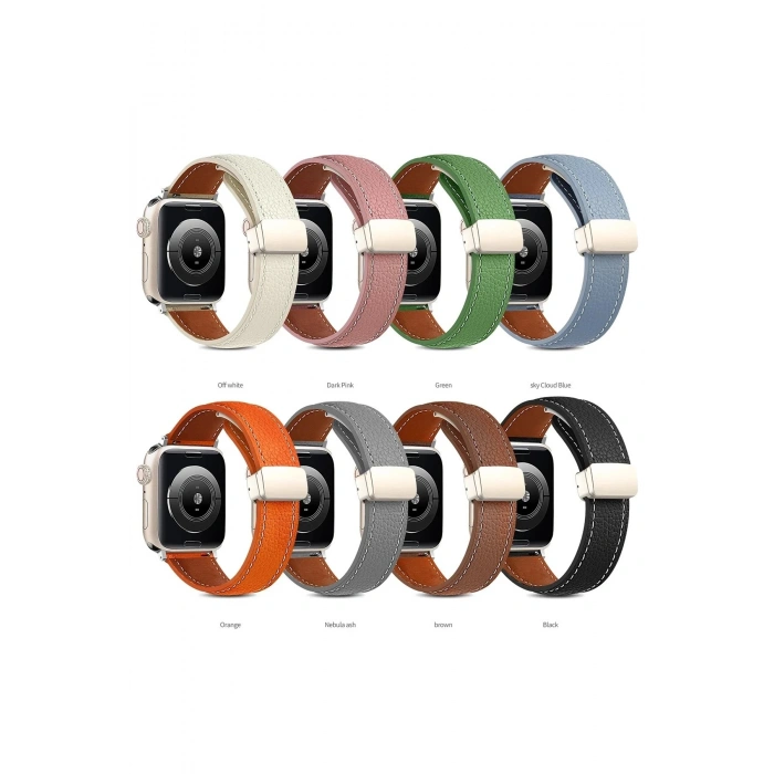 Durukar®   Watch 42mm KR414 Daks Deri Kordon - Koyu Yeşil