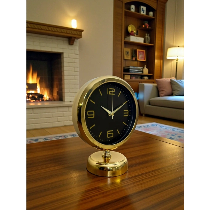 Midnight Gold 25 x 20 Cm Metal Table Clock