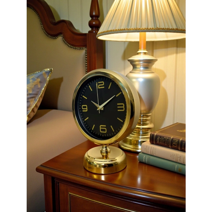Midnight Gold 25 x 20 Cm Metal Table Clock