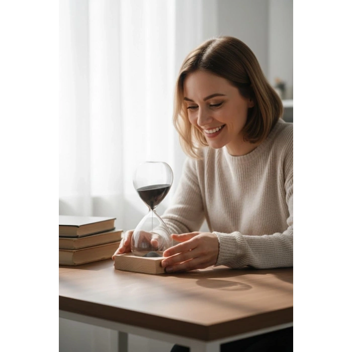 Mıknatıslı Cam Kum Saati – Dekoratif Metal Tabanlı, Manyetik Kum Akışlı Masaüstü Zaman Ölçer