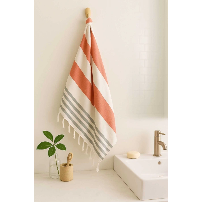 Mimoza Unisex Peştemal Plaj Havlusu 100x180 Cm %100 Pamuklu Soft Kırmızı-Siyah