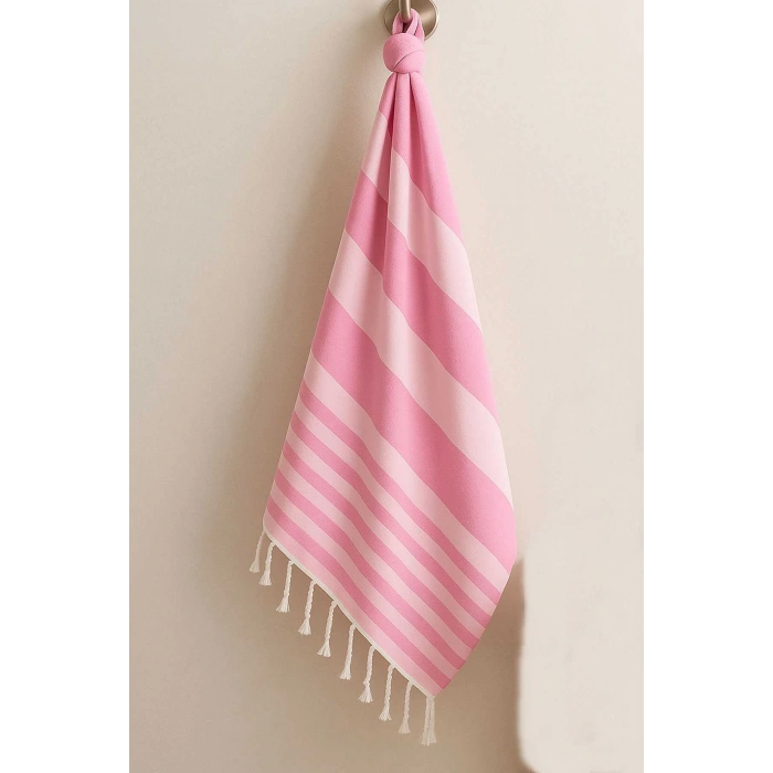 Mimoza Unisex Peştemal Plaj Havlusu 100x180 Cm %100 Pamuklu Soft Pembe-Açık Pembe