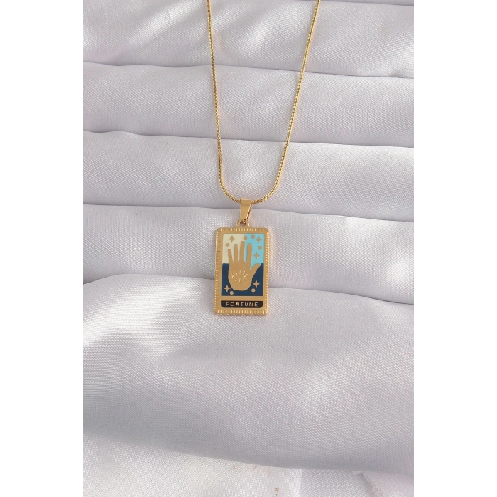 Mineli El Figür Tarot Kolye Gold Renk Karışık