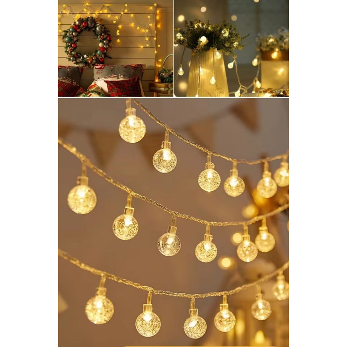 Mini Boncuk Detaylı 3.5 Metre USB LED Işık – 20 LED’li Dekoratif Ortam Aydınlatması
