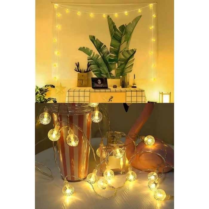 Mini Boncuk Detaylı 3.5 Metre USB LED Işık – 20 LED’li Dekoratif Ortam Aydınlatması
