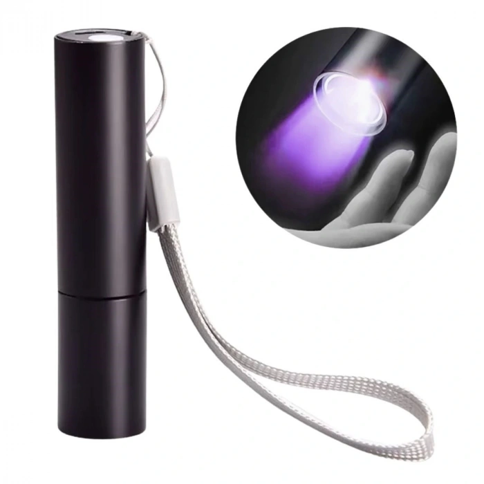Mini Cep Boy USB İle Şarj Olan Oje Kurutucu Sahte Para Kontol LED UV Mor Işık El Feneri (5365)
