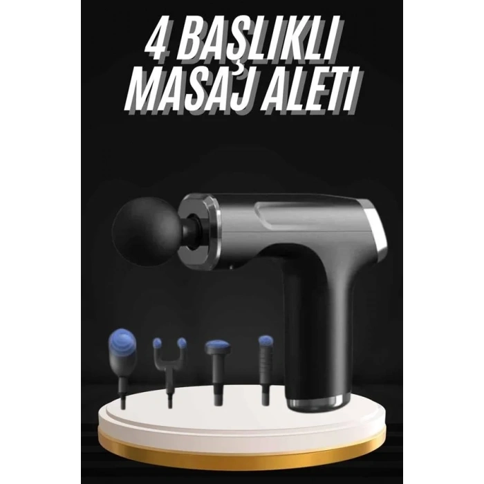 Mini Masaj Tabancası 4 Başlıklı Şarjlı Masaj Aleti
