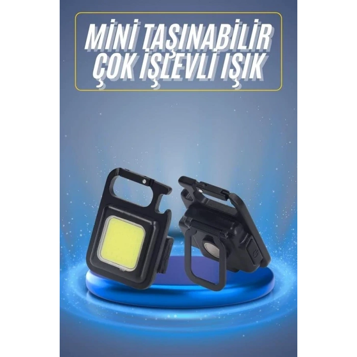 Mini Şarjlı El Feneri Mıknatıslı 3 Modlu Kamp Lambası