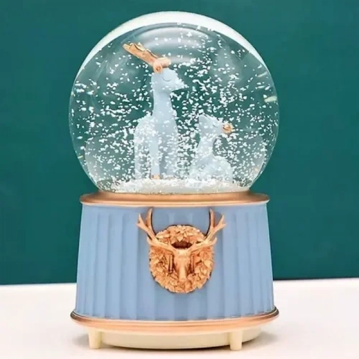 Minimalist Geyik Kar Küresi Küçük Boy Dekor