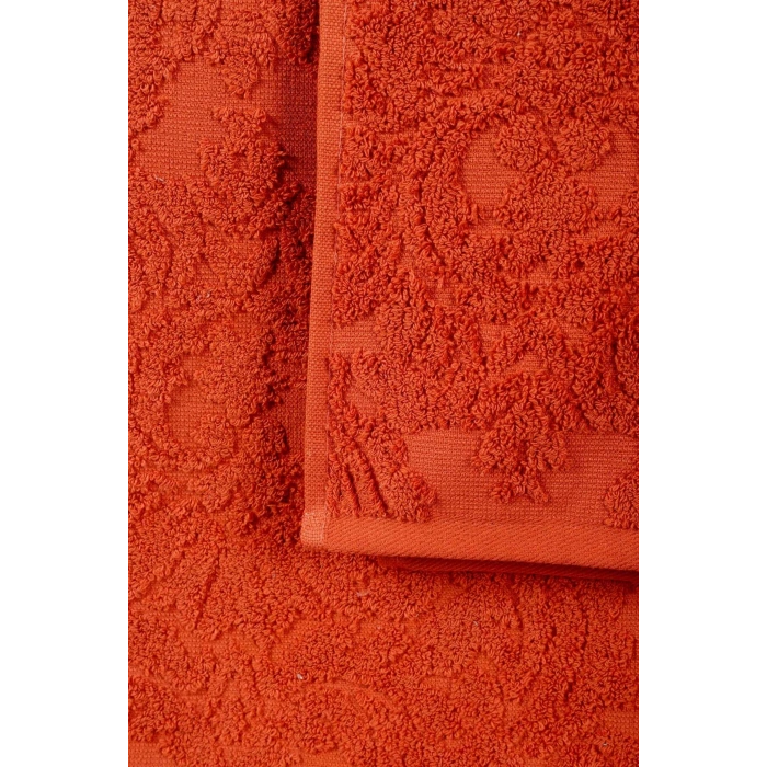 Mira Home 2 Parça Jakarlı Banyo Havlu Takımı Doku Desen Kiremit