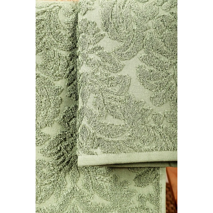 Mira Home 2 Parça Jakarlı Banyo Havlu Takımı Doku Desen Yeşil