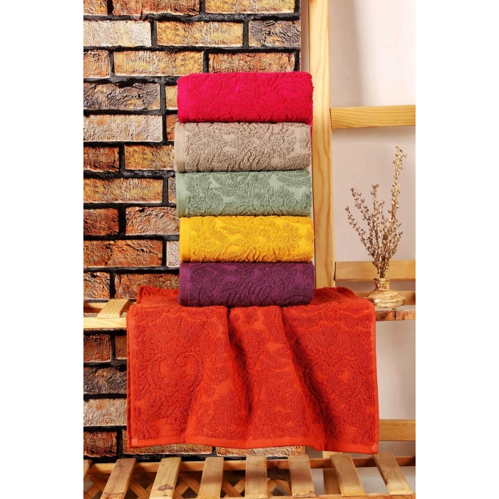 Mira Home 6 lı El Yüz  Jakarlı Havlu Seti Doku Desen