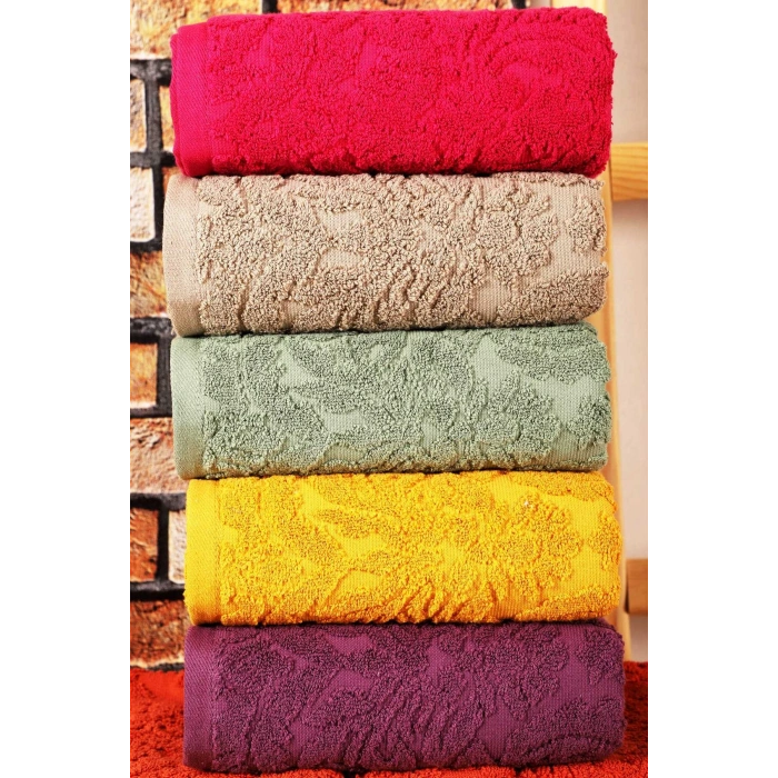 Mira Home 6 lı El Yüz  Jakarlı Havlu Seti Doku Desen