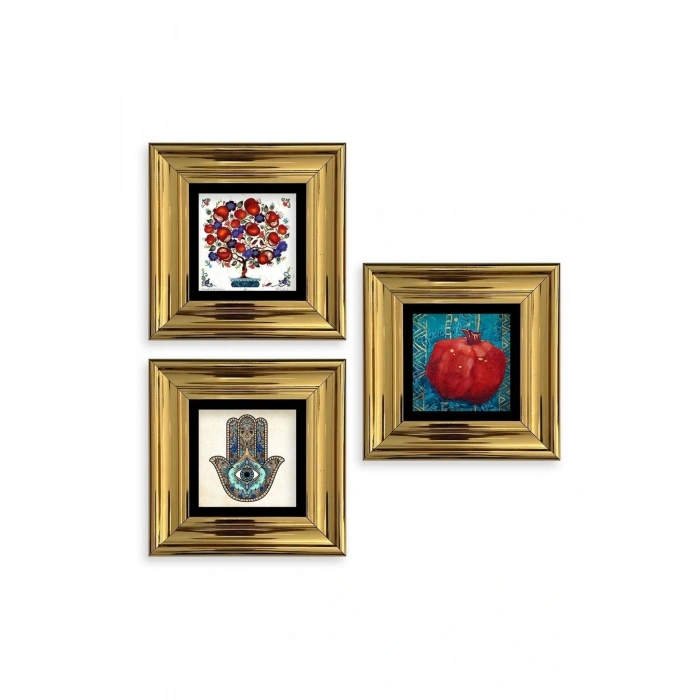 Mistik 3 lü Set Çerçeveli Taş Tablo 20 cm