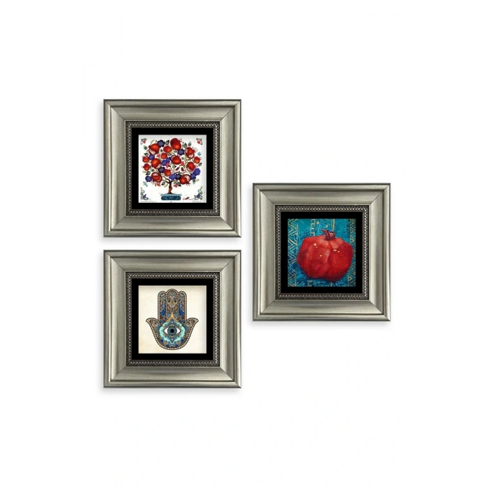 Mistik 3 lü Set Çerçeveli Taş Tablo 20 cm