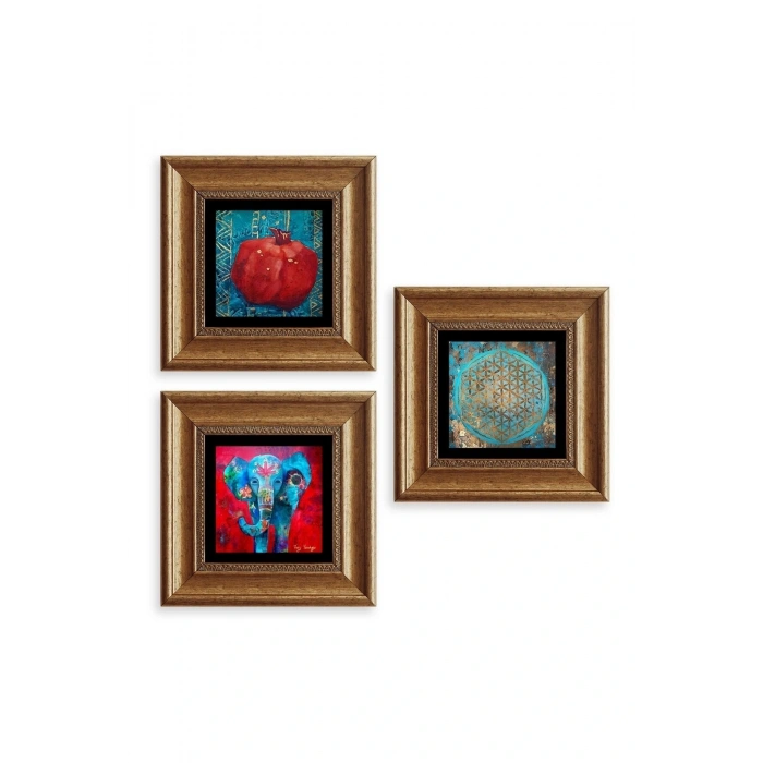 Mistik 3 lü Set Çerçeveli Taş Tablo 20 cm