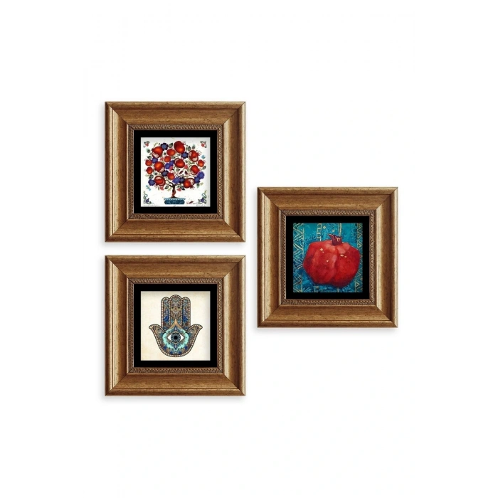 Mistik 3 lü Set Çerçeveli Taş Tablo 20 cm