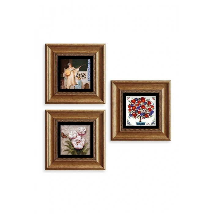 Mistik 3 lü Set Çerçeveli Taş Tablo 20 cm
