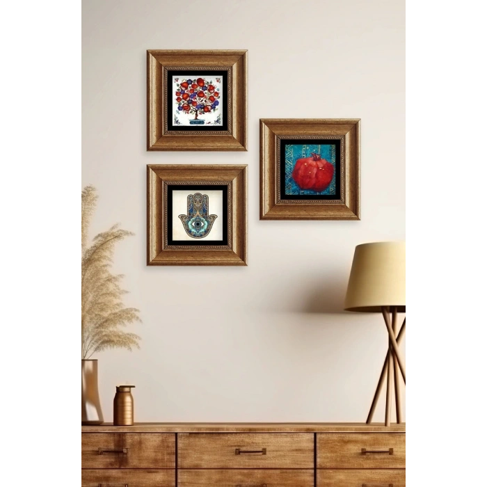 Mistik 3 lü Set Çerçeveli Taş Tablo 20 cm