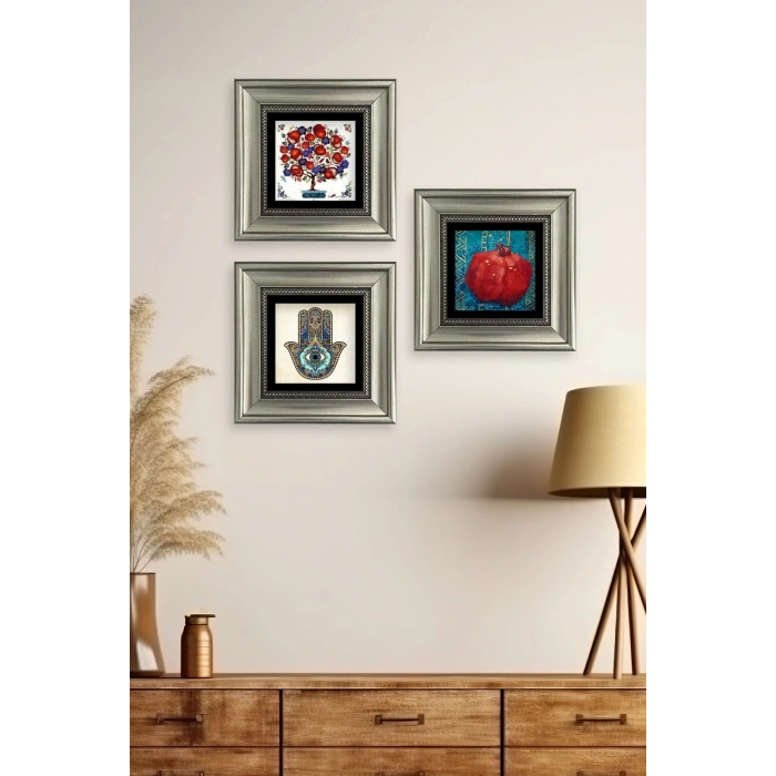 Mistik 3 lü Set Çerçeveli Taş Tablo 20 cm