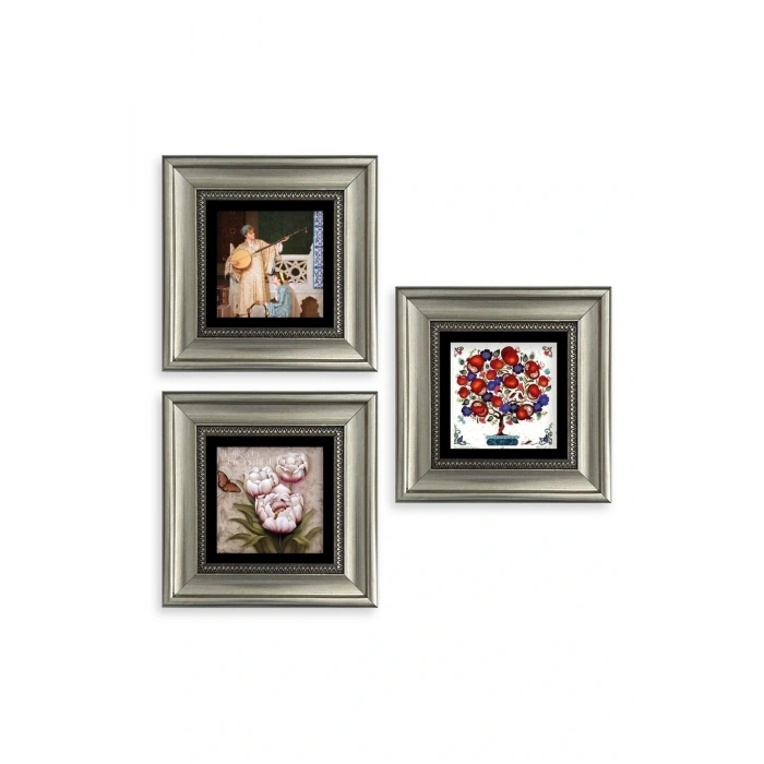 Mistik 3 lü Set Çerçeveli Taş Tablo 20 cm