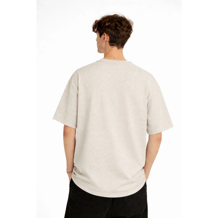 MN - Bear Baskılı Oversize Tişört BEJ