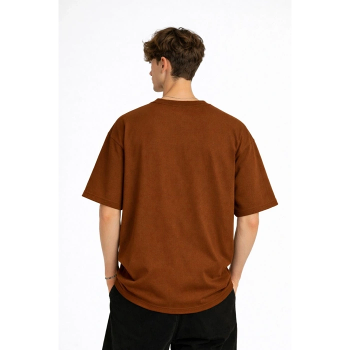 MN - Bear Baskılı Oversize Tişört KAHVE