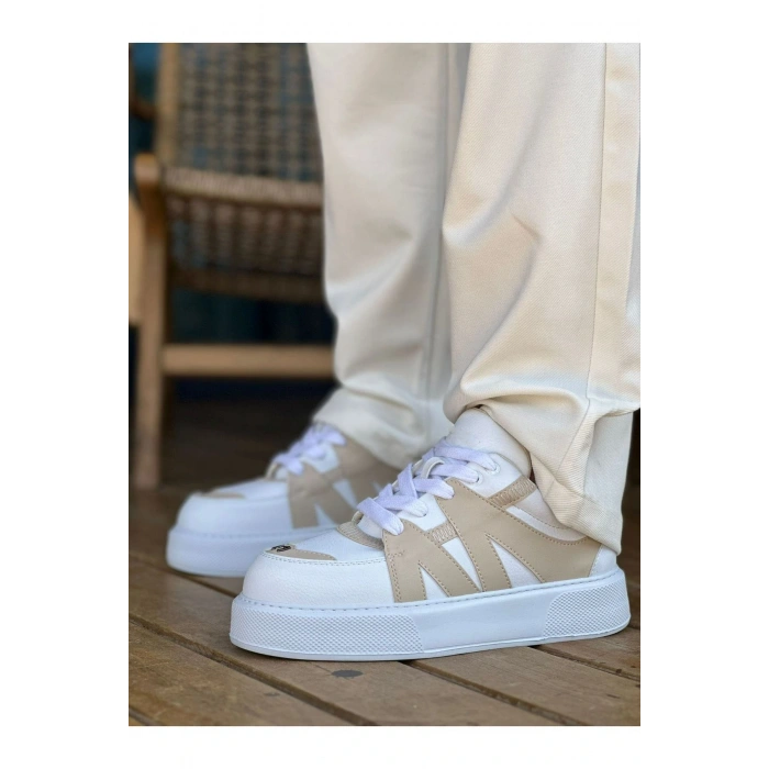 MN2407 - CBT Star-X Mens Sports Shoes WHITE / BEIGE