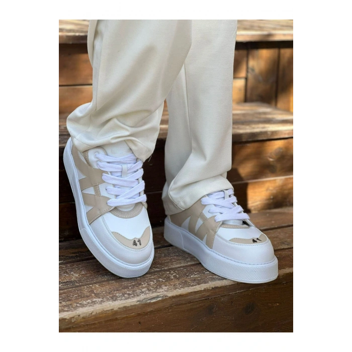 MN2407 - CBT Star-X Mens Sports Shoes WHITE / BEIGE