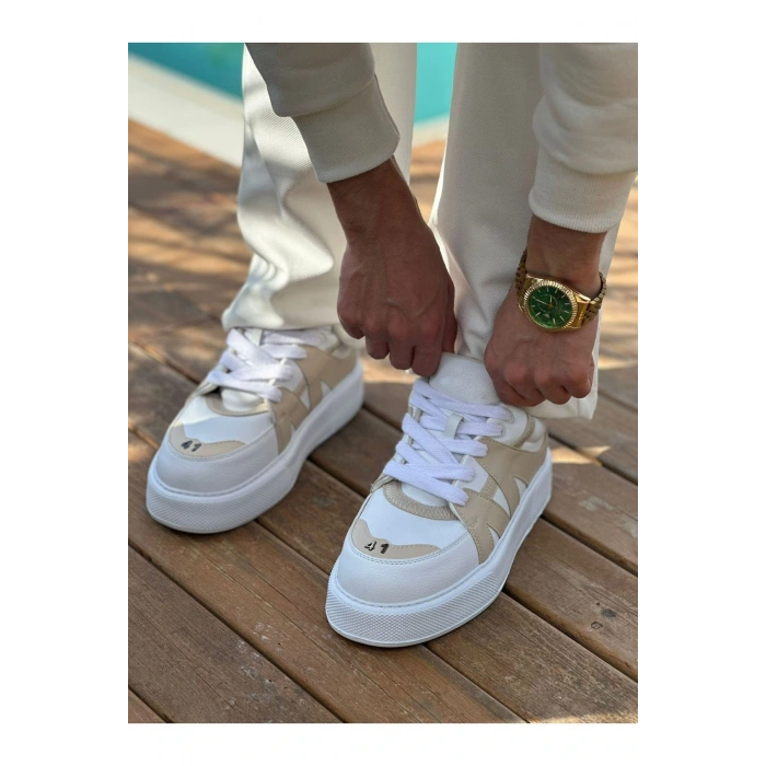 MN2407 - CBT Star-X Mens Sports Shoes WHITE / BEIGE