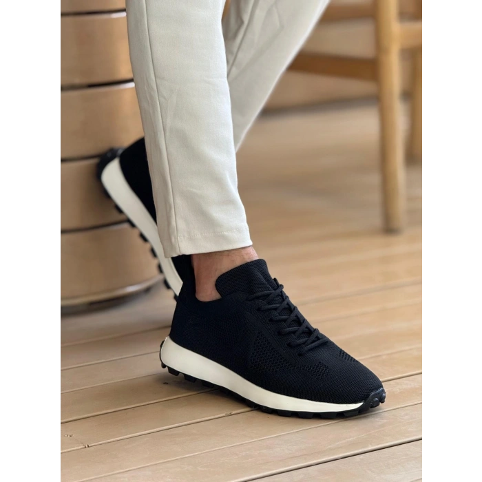 MN2409 - Mens Knit Shoes BLACK