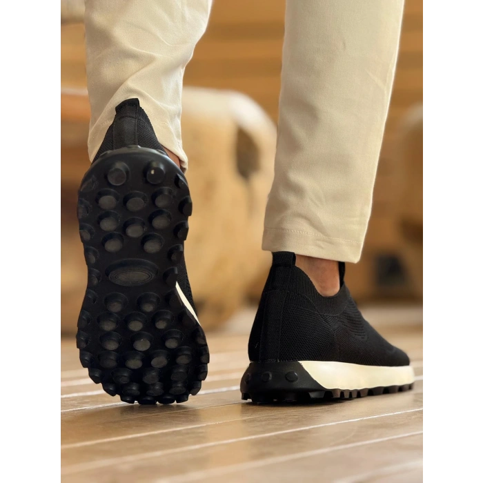 MN2409 - Mens Knit Shoes BLACK