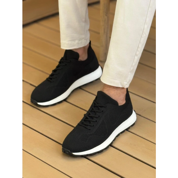 MN2409 - Mens Knit Shoes BLACK
