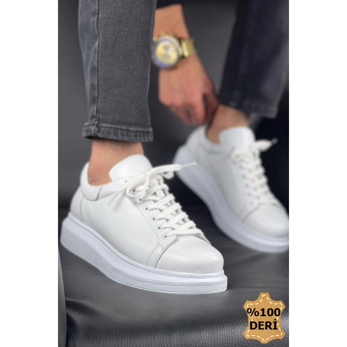 MN257 - DBT Estrella Leather Mens Shoes WHITE