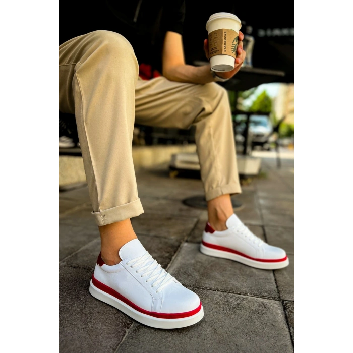 MN979 - Santoni GBT Spor Erkek Ayakkabı BEYAZ/KIRMIZI